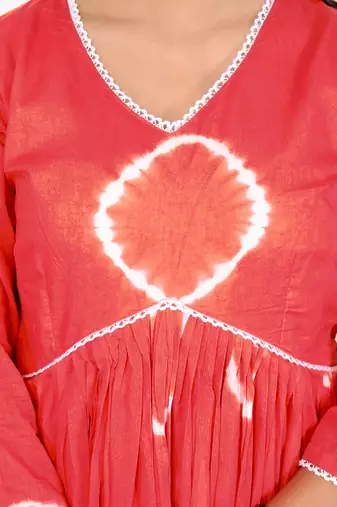 Red tie & dye cotton dress