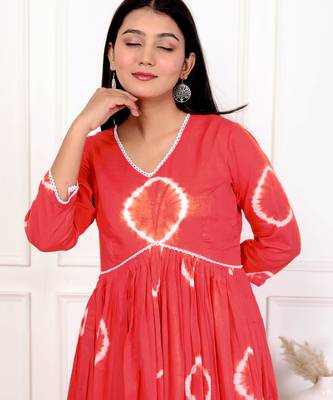 Red tie & dye cotton dress 5