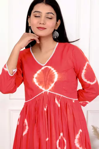 Red tie & dye cotton dress