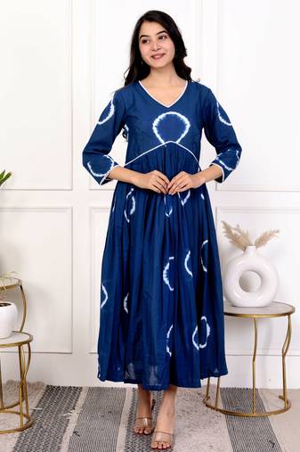 Blue tie & dye cotton dress
