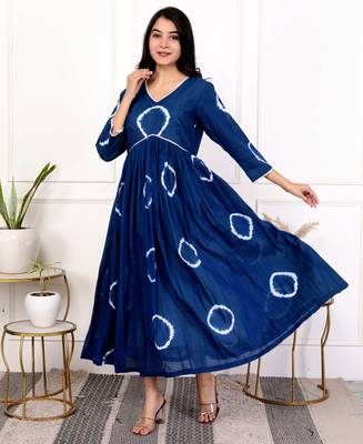 Blue tie & dye cotton dress 2