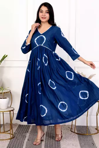 Blue tie & dye cotton dress