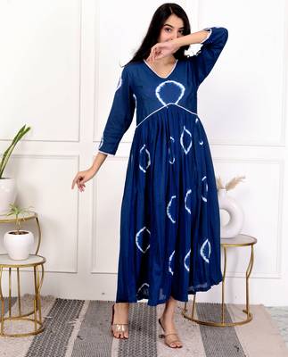 Blue tie & dye cotton dress 3