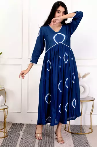 Blue tie & dye cotton dress