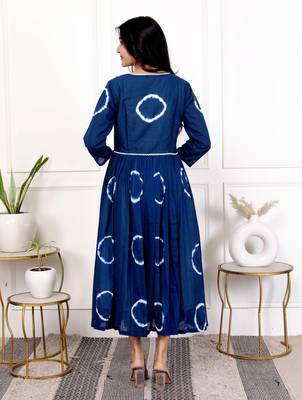 Blue tie & dye cotton dress 4