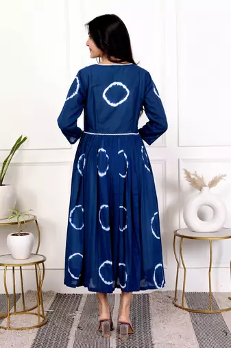 Blue tie & dye cotton dress