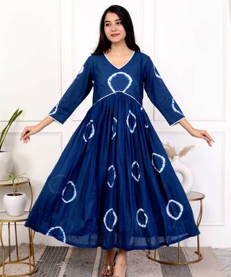 Blue tie & dye cotton dress 5