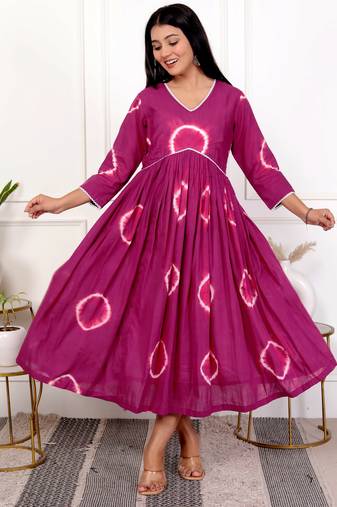 Deep magenta tie & dye cotton dress