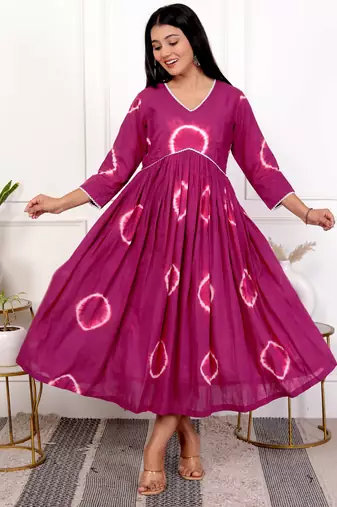 Deep magenta tie & dye cotton dress