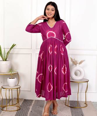 Deep magenta tie & dye cotton dress 2