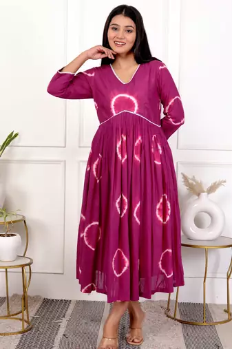 Deep magenta tie & dye cotton dress