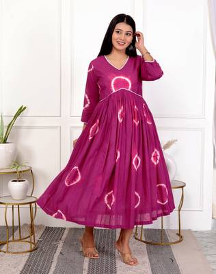 Deep magenta tie & dye cotton dress 3