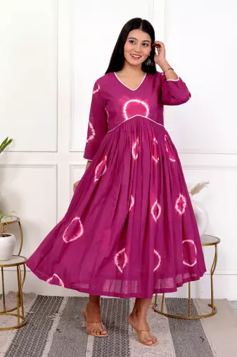 Deep magenta tie & dye cotton dress