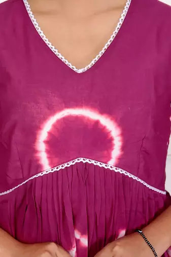 Deep magenta tie & dye cotton dress