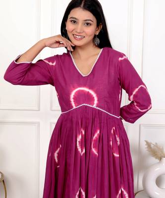 Deep magenta tie & dye cotton dress 5