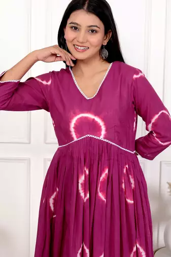 Deep magenta tie & dye cotton dress