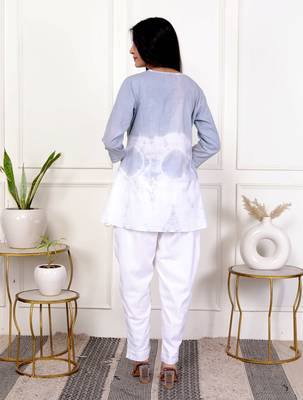 Sky blue tie & dye white cotton co-ord set 4