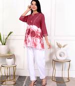 Brown tie & dye white cotton co-ord set