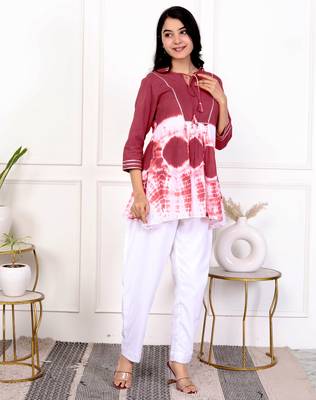 Brown tie & dye white cotton co-ord set 2