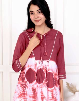 Brown tie & dye white cotton co-ord set 3