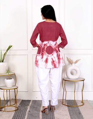 Brown tie & dye white cotton co-ord set 4