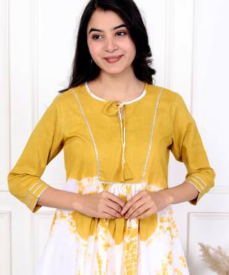 Yellow tie & dye white cotton co-ord set 3