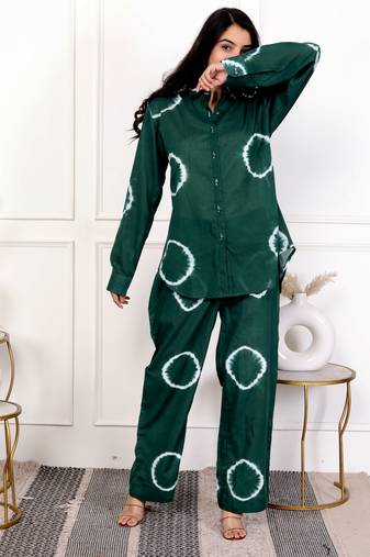 Green tie & dye cotton co-ord set