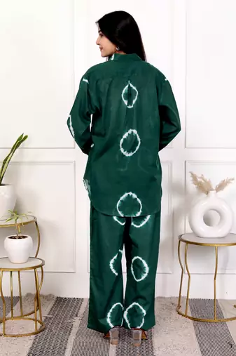Green tie & dye cotton co-ord set