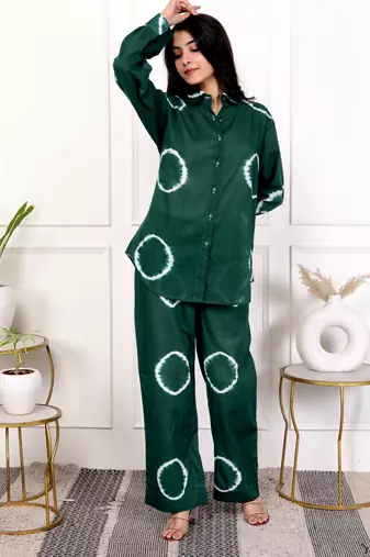 Green tie & dye cotton co-ord set