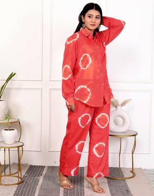 Red tie & dye cotton co-ord set 1