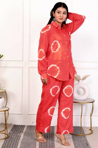 Red tie & dye cotton co-ord set