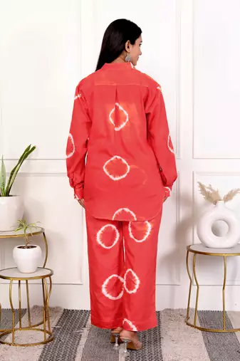 Red tie & dye cotton co-ord set