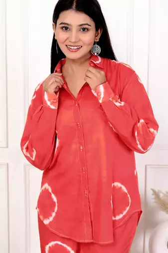 Red tie & dye cotton co-ord set