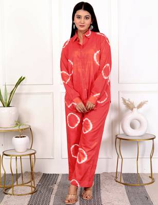 Red tie & dye cotton co-ord set 4