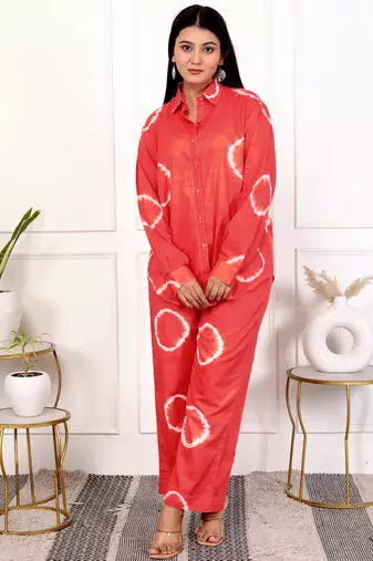 Red tie & dye cotton co-ord set