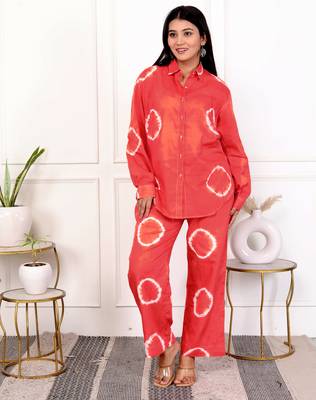 Red tie & dye cotton co-ord set 5