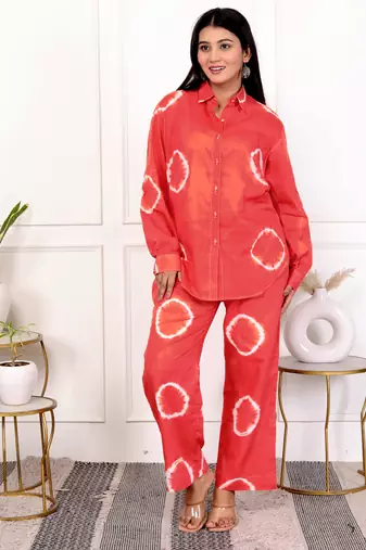 Red tie & dye cotton co-ord set