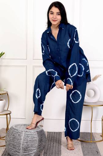 Blue tie & dye cotton co-ord set