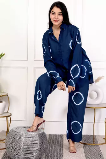 Blue tie & dye cotton co-ord set