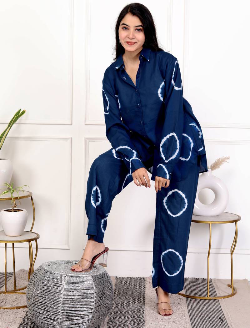 Blue tie & dye cotton co-ord set