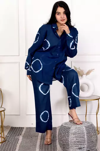 Blue tie & dye cotton co-ord set