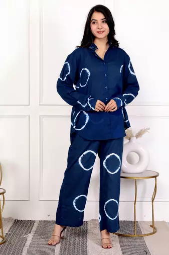 Blue tie & dye cotton co-ord set