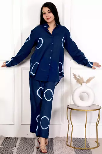 Blue tie & dye cotton co-ord set