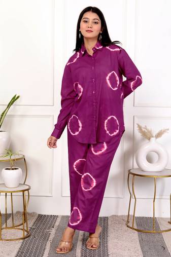 Deep magenta tie & dye cotton co-ord set