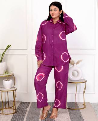 Deep magenta tie & dye cotton co-ord set 2