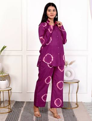 Deep magenta tie & dye cotton co-ord set 3