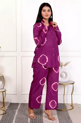 Deep magenta tie & dye cotton co-ord set
