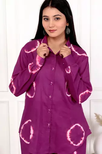 Deep magenta tie & dye cotton co-ord set