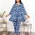 Blue floral hand block printed cotton co-ord set