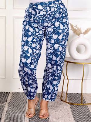 Blue floral hand block printed cotton co-ord set 5